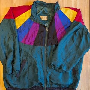 Vintage Activite 100% Silk Bomber Windbreaker Windsuit Zip Up Parachute Jacket